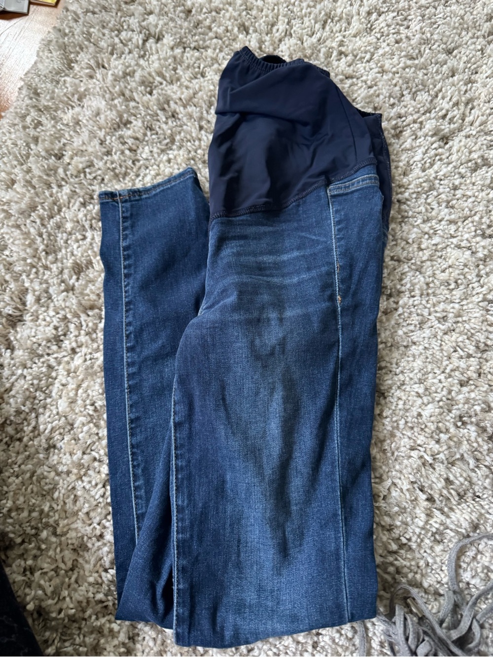 J. Crew Dark Blue Skinny Jeans with Navy Maternity Panel